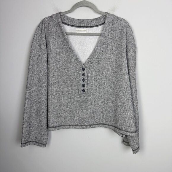 URBAN OUTFITTERS | Gray Oversized Cropped Clearwater Henley Top Women’s Size M - Picture 3 of 10